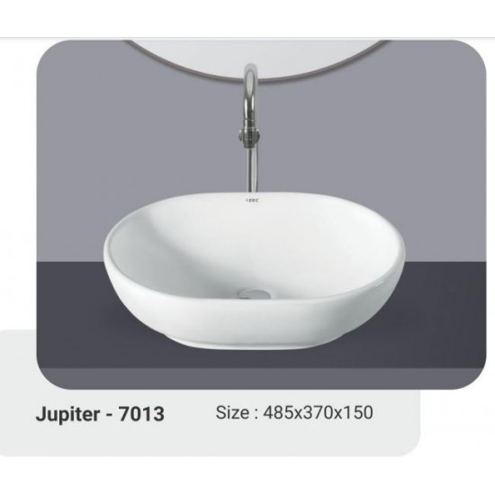Νιπτήρας Μπάνιου Πορσελάνης Λευκός I-zec Jupiter 7013 48,5 x 37 x 15  εκ. Επικαθήμενος χωρίς Οπή για Βρύση